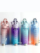 Kit Garrafas 3 em 1 garrafas 2L 900ml 300ml Squeze Academia Treino Tie Dye com adesivos