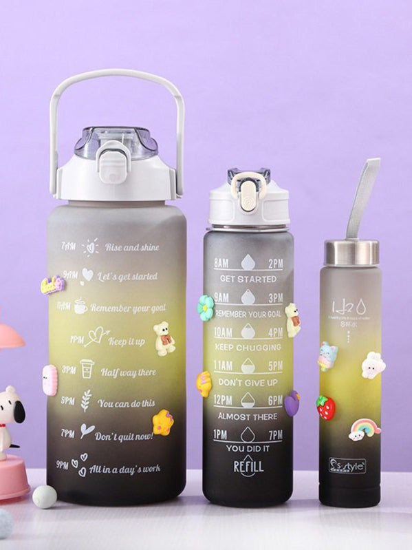 Kit Garrafas 3 em 1 garrafas 2L 900ml 300ml Squeze Academia Treino Tie Dye com adesivos