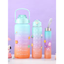 Kit Garrafas 3 em 1 garrafas 2L 900ml 300ml Squeze Academia Treino Tie Dye com adesivos