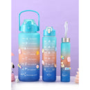 Kit Garrafas 3 em 1 garrafas 2L 900ml 300ml Squeze Academia Treino Tie Dye com adesivos