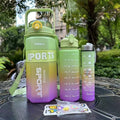 Kit Garrafas 3 em 1 garrafas 2L 900ml 300ml Squeze Academia Treino Tie Dye com adesivos