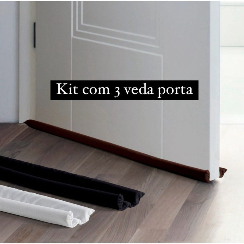 Kit 3 Veda Porta Proteção Protetor de Porta Rolinho Duplo 80cm Comprimento