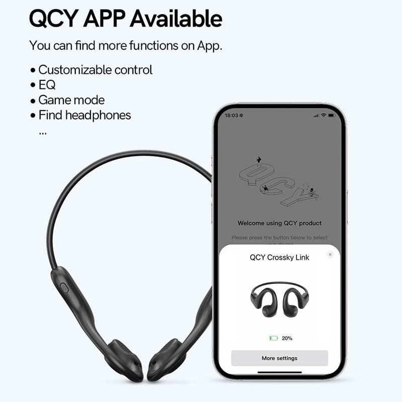 QCY Crossky Link Fones De Ouvido De Condução Aérea V5.3 Bluetooth IPX6 À Prova D'água Esportivos De Proteção Auditiva