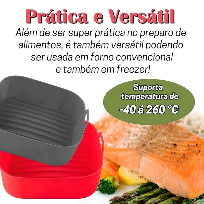 Kit Proteção em Silicone Para Airfriyer 19x19cm Vermelho - Mori